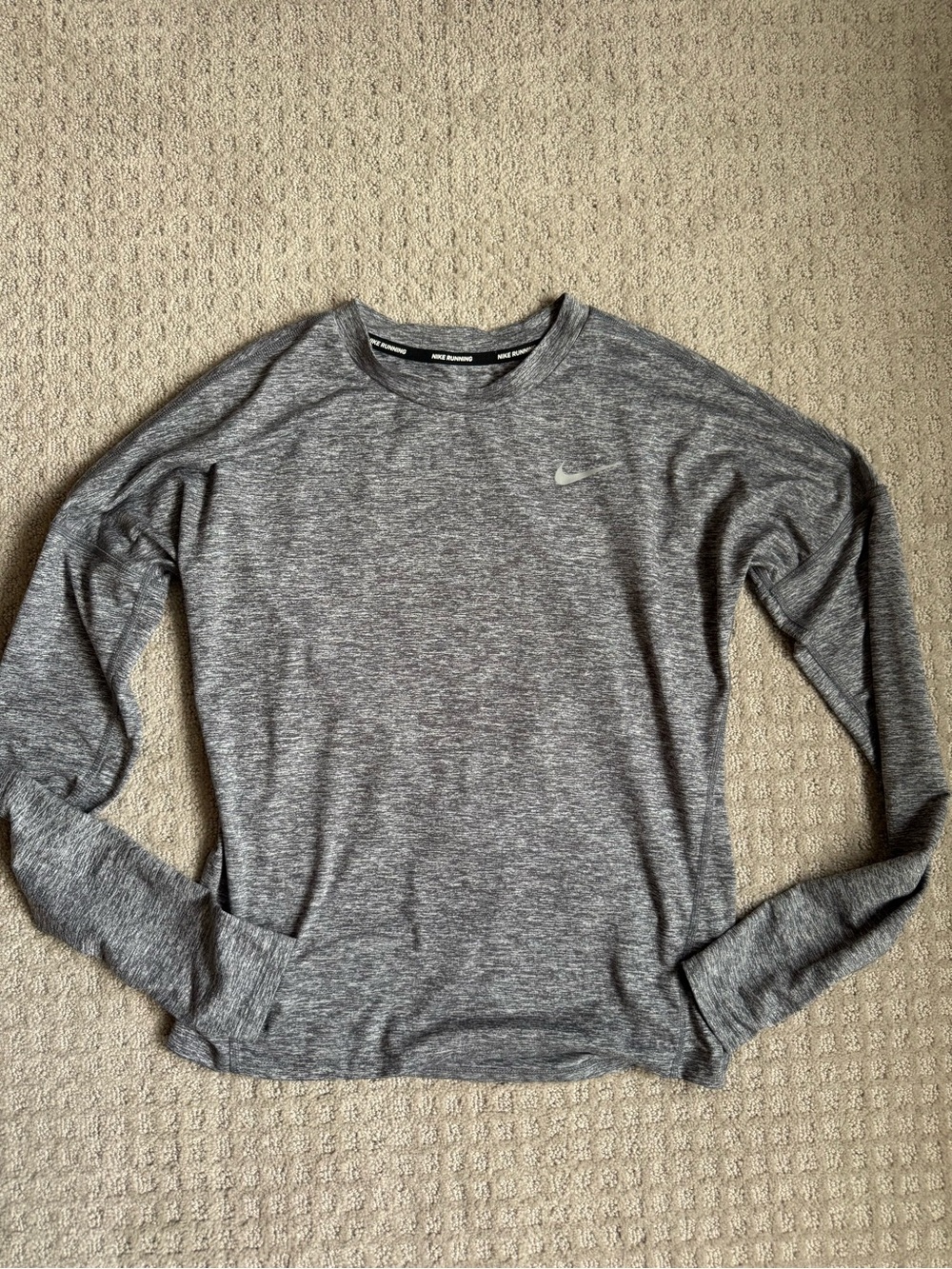 Nike Dri Fit Long Sleeve Heather Gray Performance Shirt